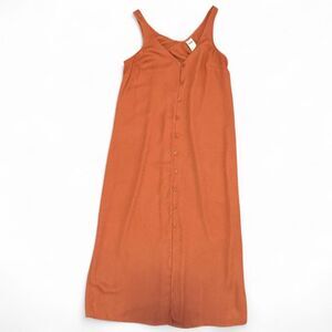 Anko Women's Orange/Terracotta Sleeveless Button-down Dress Size 8